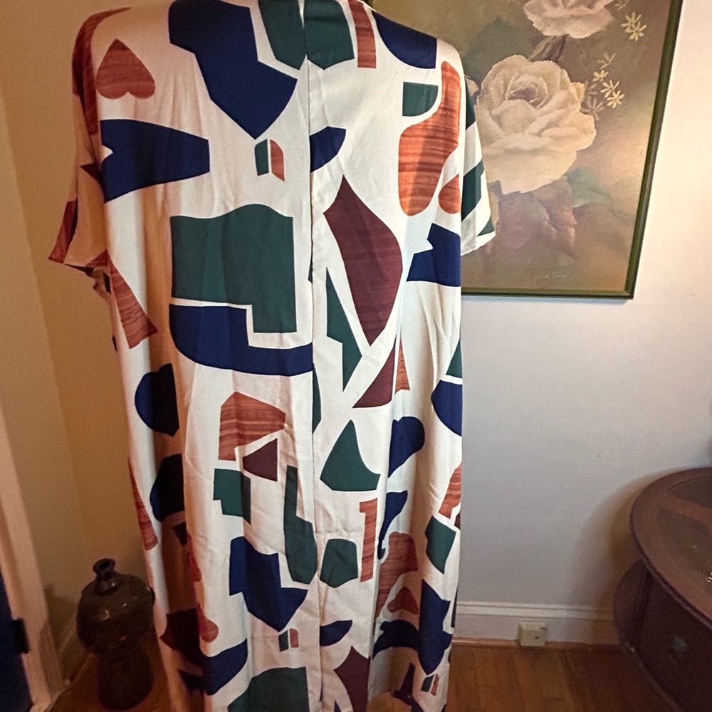 NWT SHEIN Blue and Orange Dolman Sleeve Midi Dress